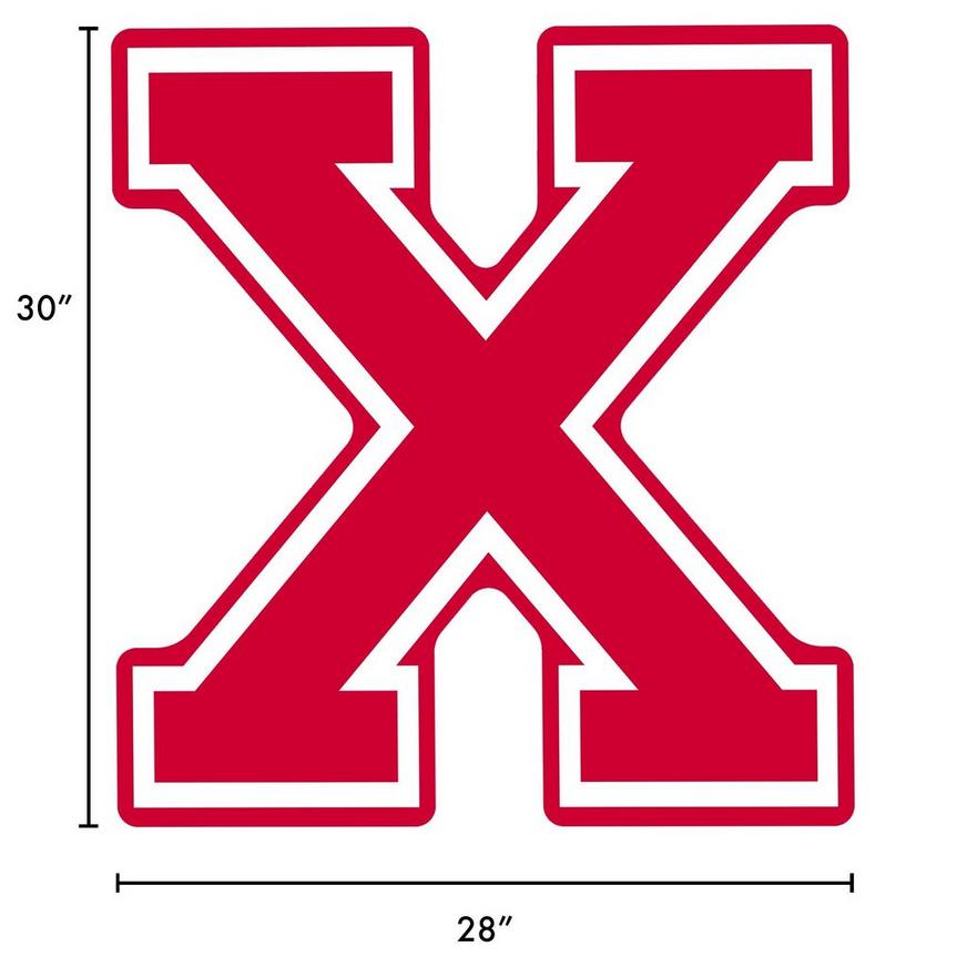 Red Collegiate Letter (X) Corrugated Plastic Yard Sign, 30in